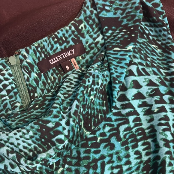 Ellen Tracy Elegant Teal and Purple A-Line Women's Dress - Picture 4 of 4